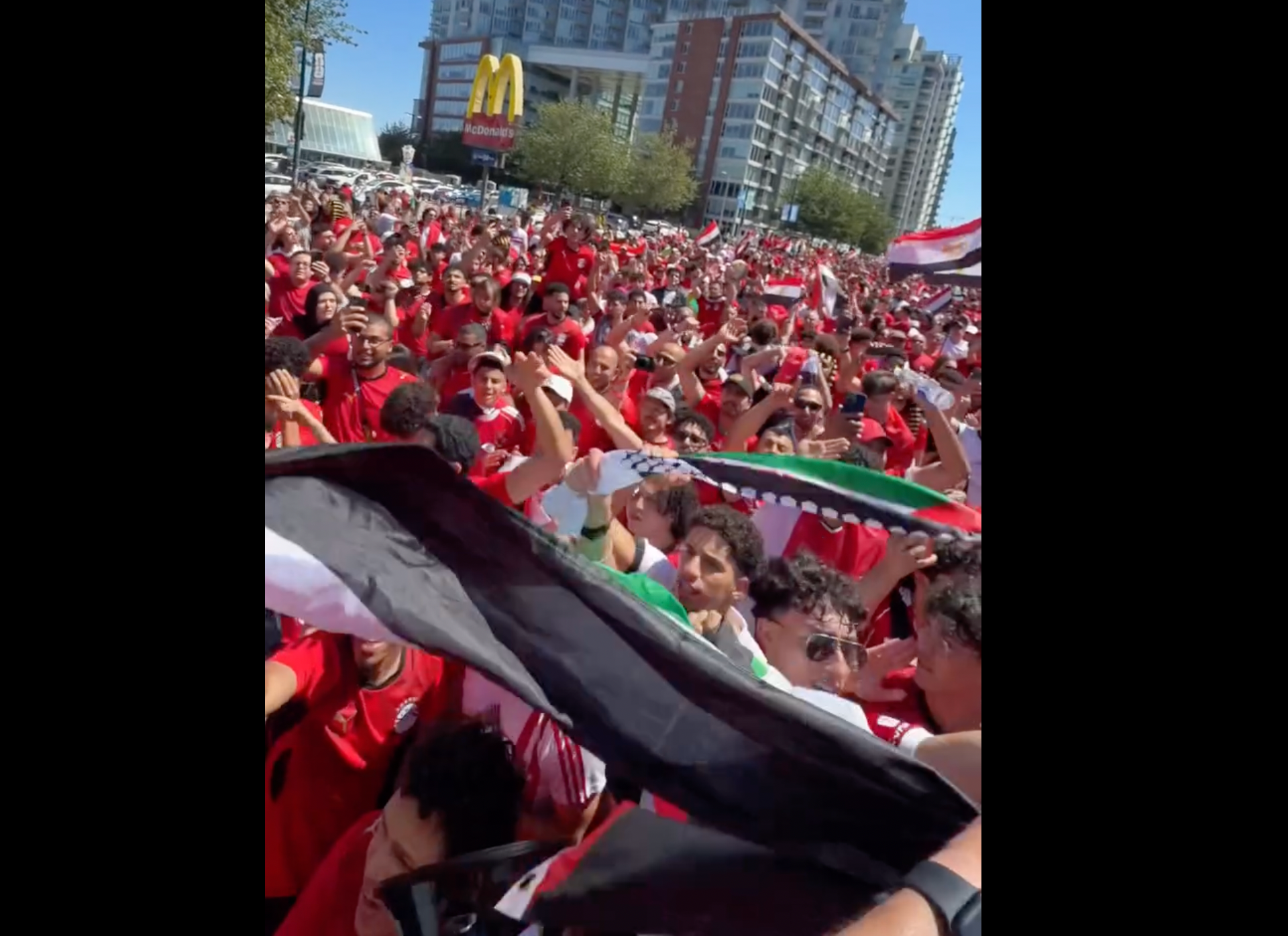Egyptian football fans support Palestinian cause at Vancouver match